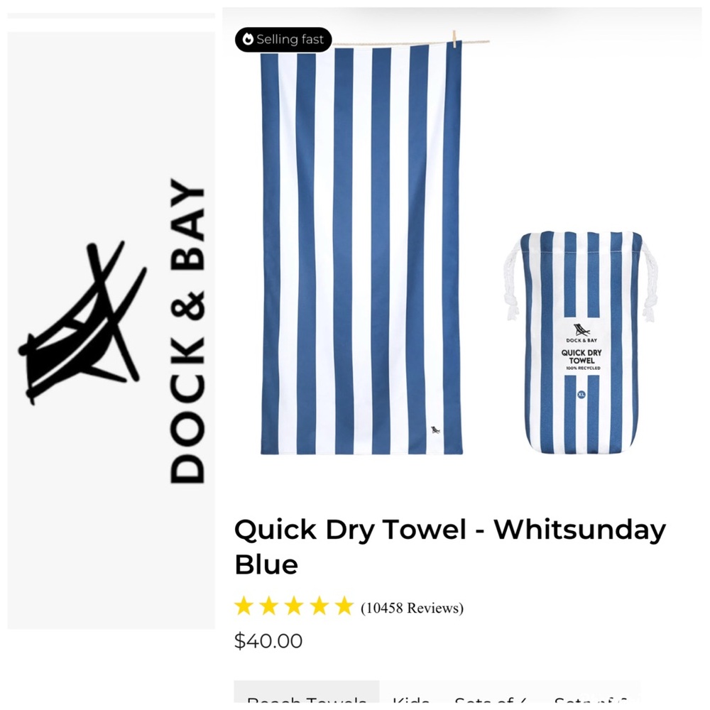 Dock & Bay Quick Dry Towel - Blue Stripes